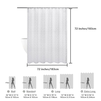 White Fabric Shower Curtain 72x72 Inches, Boho Tufted Plaid Striped Shower Curtain Set for Bathroom, Chic Textured Cloth Shower Curtain - color: White, size: 72"W x 72"L (Pack of 1)