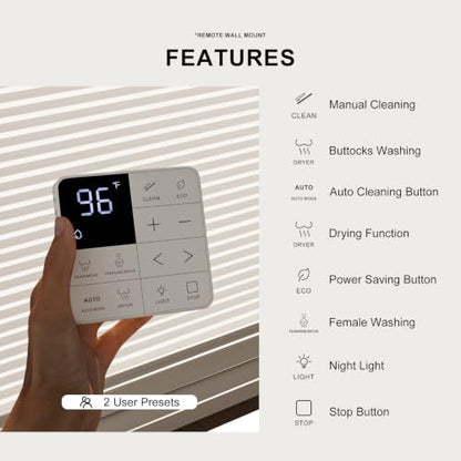 Electric Bidet Toilet Seat, Heated Toilet Seat, Elongated White | Warm Water Wash, Warm Air Dryer, Self-Cleaning Nozzle, Wireless Remote, LED Night Light, Soft-Close Lid, Easy Install - style: Remote – Classic
