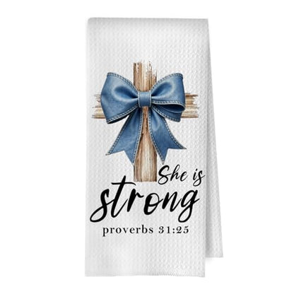 Coquette Christian Kitchen Towels - Bible Coquette Decorative Waffle Weave Dish Towels, Christian Gifts Hand Tea Towel, 16×24 Inches - color: Christian- 05