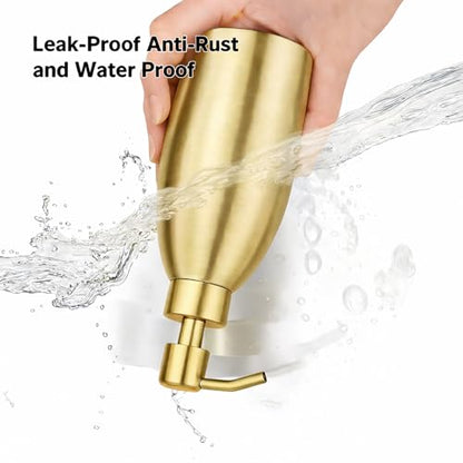 304 Stainless Steel Soap Dispenser 16oz Rust-Proof Liquid Soap Pump Bottle for Kitchen or Bathroom Countertop Hand Dish Lotion Leak-Proof (Matte Gold) - color: Matte Gold