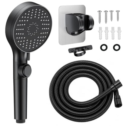 RV Shower Head with Stainless Steel Hose, 5 Mode High Pressure Shower Head with Handheld On Off Switch, Camper Shower Head Replacement for RV, Travel Trailer, Motorhome, RV Accessories Part, Black - color: Black