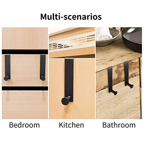 Metal Over The Cabinet Door Hooks, 2 Pack, Matte Black, Stainless Steel, Towel Holder for Kitchen, Bathroom, Bedroom - color: Black
