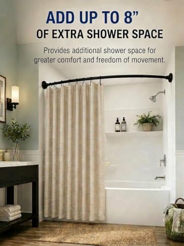 Shower Suite by Utopia Alley – Rustproof Aluminum Curved Shower Curtain Rod Combo Set with Liner & 12 Hooks, Adjustable 45–72 Inch Wall Mount Rod, Oil Rubbed Bronze Finish - color: Oil Rubbed Bronze