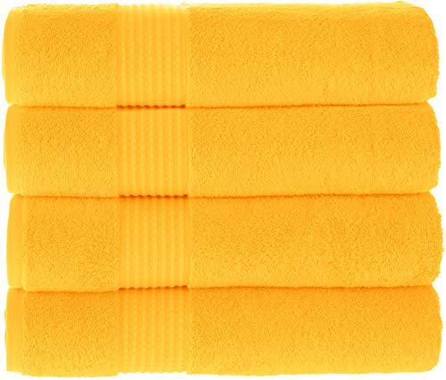 MAURA Basics Performance Bath Towels with Hanging Loop. 30”x56” American Standard Towel Size. Soft, Durable, Long Lasting and Absorbent 100% Turkish Cotton Bath Towels Set for Bathroom - color: Gold, size: Bath Towel (4-Pack)