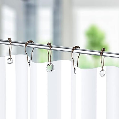 Titanker Shower Curtain Hooks Rings, Rust-Resistant Metal Shower Curtain Hooks for Bathroom Shower Rods Shower Hooks Shower Rings for Curtain - Set of 12, Bronze - color: Bronze