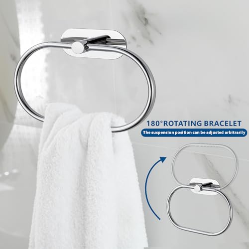 Toilet Paper Holder/Towel Ring Self Adhesive, Eolax No Drilling Chrome Bathroom Hardware Accessories, Stainless Steel Sticky Toilet Roll Hanger and Hand Towel Holder, 2 Pieces - color: Chrome