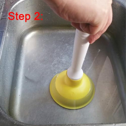 NewFerU Drain Plunger, Small 4-Inch Sink Clog Remover, Mini Hand Unclogger | Rubber Cup Plumber Helper, Force Tiny Compact Tool with 9 inch Short Handle for Kitchen Bathroom, Toilet, Shower, Bath Tub - color: Yellow