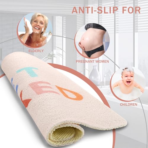 Get Naked Square Shower Mat, Non Slip Bath Mat Quick Drying Bathmat Easy Cleaning Shower Matt for Bathroom Floor, Cute Fun Bath Mats Textured Surface Shower Foot Scrubber Mat, 24″X24″ - color: D01