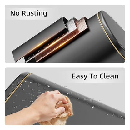 KSSKSS 2.6 Gallon/10L Slim Stainless Steel Bathroom Trash Can with Soft Close Lid, for Narrow Spaces,Bathroom, Bedroom (Black) - color: Black