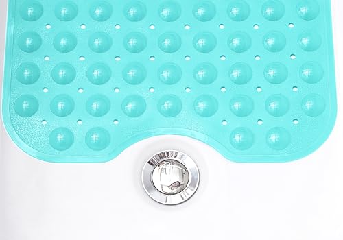 Extra-Long Non-Slip Bathtub & Shower Mat 39”x16” (Smooth/Non-Textured Tubs Only) Safe, Clean, Machine-Washable, Superior Grip&Drainage, Vinyl, Opaque Turquoise/Green-Blue - color: Opaque Turquoise (Green-blue), size: 39" x 16" (Rectangular)