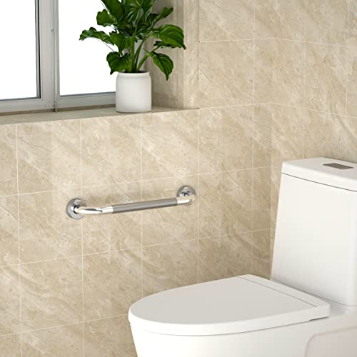 Anti Slip Shower Grab Bar 16 Inch, YuanDe Chrome Finish Stainless Steel Bath Grab Bar, Knurled Bathroom Safety Rail, Shower Handrail Support, Handicap Elderly Injury Senior Balance Assist Handles - size: 16inch-1 Pack