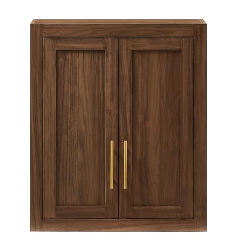 Crosley Furniture Savannah Wall Mounted Bathroom Storage Medicine Cabinet with Shelves, Walnut - color: Walnut, style: Wall Cabinet