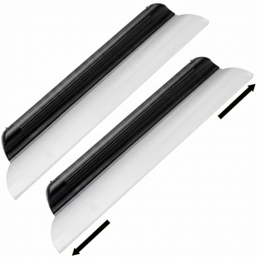 2 Pack 14 Inch Car Drying Squeegee Black Longer Silicone Water Squeegee Window Shower Blade Automotive Flexible Auto T-bar Rubber Squeegees for Car Windshield Glass Bathroom Wash Tool - color: Black