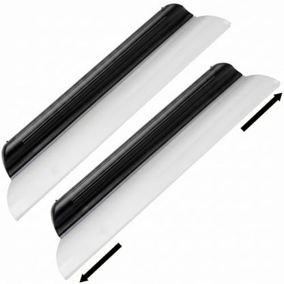 2 Pack 14 Inch Car Drying Squeegee Black Longer Silicone Water Squeegee Window Shower Blade Automotive Flexible Auto T-bar Rubber Squeegees for Car Windshield Glass Bathroom Wash Tool - color: Black