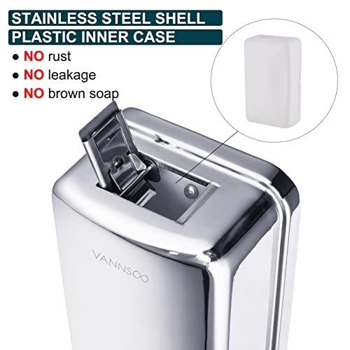 Commercial Soap Dispenser Wall Mount Stainless Steel, 37 fl.oz. | 1100ml Manual Liquid Pump Rust-Proof Leak Free for Bathroom - size: 37 fl oz