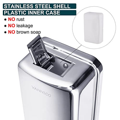 Commercial Soap Dispenser Wall Mount Stainless Steel, 37 fl.oz. | 1100ml Manual Liquid Pump Rust-Proof Leak Free for Bathroom - size: 37 fl oz