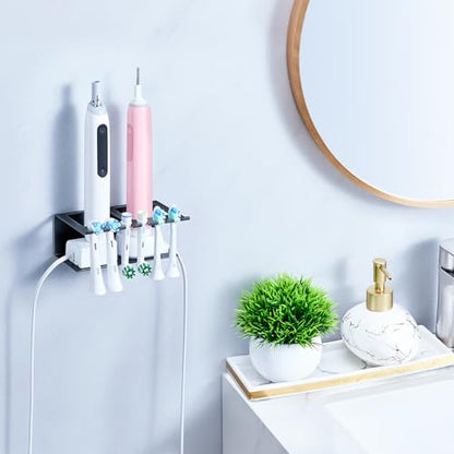 Electric Toothbrush Head Holders, Electric Toothbrush Holders Wall Mounted, Shower Electric Head Holder, Toothbrush and Toothpaste Holder, Tooth Brushing Holder for Bathroom (Black, Small) - color: Black, size: Small