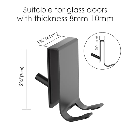 Linkidea 2 Pack Over Shower Door Towel Hook, Double Side Bathroom Towel Hooks with Non-Slip Sponge Pad, Bath Hook for Frameless Glass Doors, Black - color: Black