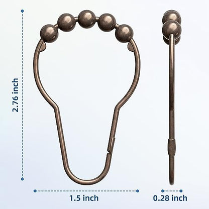 Titanker Shower Curtain Hooks Rings, Rust-Resistant Metal Shower Curtain Hooks for Bathroom Shower Rods Shower Hooks Shower Rings for Curtain - Set of 12, Bronze - color: Bronze
