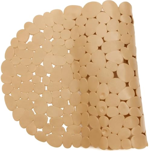 Dependable Industries Inc. Essentials Nonslip PVC Pebble Style Bathmat Shower Bathtub with Suction Cups 27" x 15" Textured for Secure Footing Oval (Brown) - color: Brown