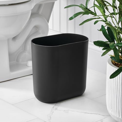 iDesign Small Slim Plastic Bathroom Trash Can, 2-Pack, Black | Bedroom, Office, Desk, Dorm - color: Black, style: Pack of 2