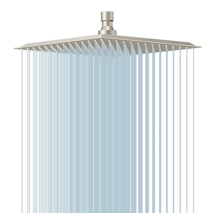 10" Rain Shower Head High Pressure Rainfall Shower Head Brushed Nickel | Square Rain Bathroom Showerhead, High Flow, Large Stainless Steel, Ceiling Mounted, Wall Mounted, Waterfall Full Body - color: Brushed Nickel, size: 10 Inch