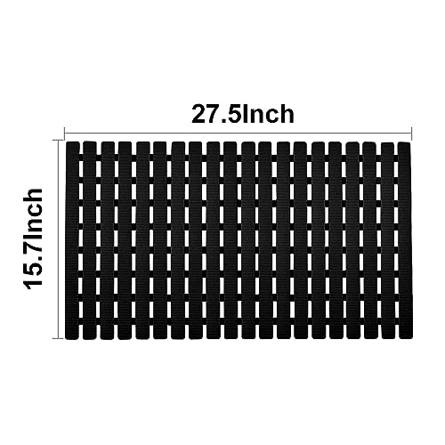BEMISO Shower Mat Non Slip Bathtub Mat with Suction Cups and Drain Holes 27.5 x15.7 Inch Bath Mat for Tub & Shower.Easy Dry,Easy to Cut,Eco-Friendly - color: Black, size: 27.5 x 15.7 inches