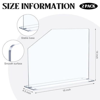 Vesici 2 Pcs Clear Acrylic Sink Splash Guard Freestanding Panel Barrier with Easy Reach Cutaway Kitchen Guard Protective Splatter Barrier for Home Hospital(19" Length, 14" Height, 4.5" Base) - size: 19" Length, 14" Height, 4.5" Base