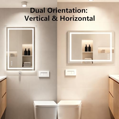 30"x36" LED Anti-Fog Memory Function Shower Mirror - Lighted Vanity Mirror with 3 Color Temperatures, Dimmable, Backlit + Front Lit, 3-Year Warranty