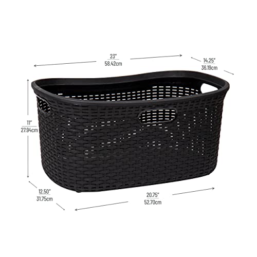 Mind Reader 40L Laundry Basket, Clothes Hamper, Premium Wicker Design, Plastic, Set of 2, Black - color: Black, size: 2-Pack