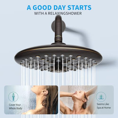 EMBATHER 10'' Shower System with Handheld Trim Kit, Oil Rubbed Bronze | 2-IN-1 Shower Faucet Set, 3-Mode Shower Head, 8-Setting Handheld Spray, Pressure-balanced Valve & Trim Kit - color: Oil Rubbed Bronze, size: 10 Inch