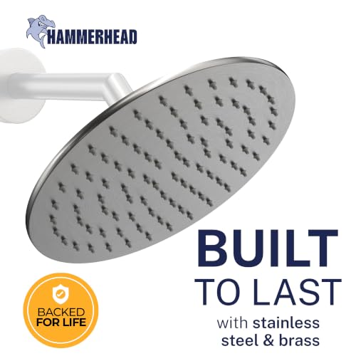 HammerHead Showers® Solid Metal 8 Inch Rainfall Shower Head – GRAY - Shower Head Rainfall - 2.5 GPM High Flow Shower Head Optimized for Pressure – Large Round Rain Shower Head - color: HammerHead Gray, size: 2.5 GPM