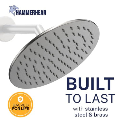 HammerHead Showers® Solid Metal 8 Inch Rainfall Shower Head – GRAY - Shower Head Rainfall - 2.5 GPM High Flow Shower Head Optimized for Pressure – Large Round Rain Shower Head - color: HammerHead Gray, size: 2.5 GPM