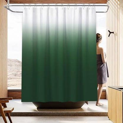 Shower Curtain Sets with Rugs and Adjustable Toilet Seat Cover | 4 Pcs Gark Green Bathroom Sets with Shower Curtain and Rugs and Microfiber Toilet Lid Cover - color: Gark Green