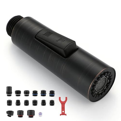 Metal Kitchen Faucet Head Replacement, Oil Rubbed Bronze | 2-Mode Pull Down Kitchen Faucet Spray Head with 15 Adapters, High Pressure Sink Sprayer Nozzle Stainless Steel - color: Oil Rubbed Bronze