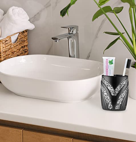Zahari Home Sinatra Bath Tooth Brush Holder Modern Tooth Brush and Toothpaste Holder, Black - color: Black, size: 4.25" x 3" x 3" Tooth Brush Holder
