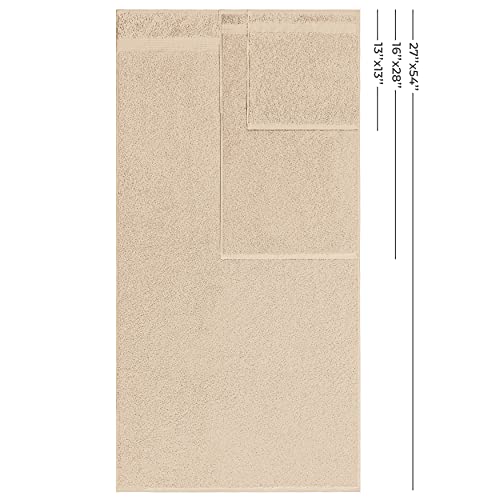 American Veteran 6 Piece Luxury Towel Set, 100% Cotton Turkish Towels - 2 Bath, 2 Hand, 2 Washcloths, Beige - color: Beige, size: XL 6PC