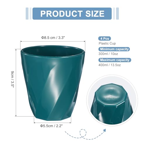 uxcell 4 Pcs Simple Toothbrush Cup, 13.5 OZ Reusable Bathroom Tumbler, 2.2 x 3.5 Unbreakable Plastic Cups for Storing Toothpaste Makeup Brush Holder Water Beverages Combs, Dark Green - color: Dark Green