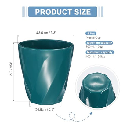 uxcell 4 Pcs Simple Toothbrush Cup, 13.5 OZ Reusable Bathroom Tumbler, 2.2 x 3.5 Unbreakable Plastic Cups for Storing Toothpaste Makeup Brush Holder Water Beverages Combs, Dark Green - color: Dark Green