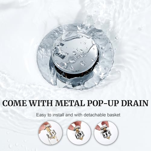 Ultimate Unicorn 8 inch Bathroom Faucet Chrome, Waterfall Bathroom Faucet with Metal Pop-up Sink Drain Stopper and 2 Supply Hoses,2 Handle Widespread Faucets for Vanity Sink 3 Holes | Waterfall Bathroom Faucet with Metal Pop-up Sink Drain and 2 Supply Hos