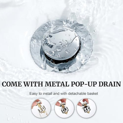 Ultimate Unicorn 8 inch Bathroom Faucet Chrome, Waterfall Bathroom Faucet with Metal Pop-up Sink Drain Stopper and 2 Supply Hoses,2 Handle Widespread Faucets for Vanity Sink 3 Holes | Waterfall Bathroom Faucet with Metal Pop-up Sink Drain and 2 Supply Hos