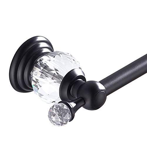 WINCASE Crystal Towel Bar, Black Adjustable Towel Rack, Single Hand Towel Holder Bathroom Shower Towel Rail Rod Modern Luxury Wall Mount Matte Black - color: Black Towel Bar