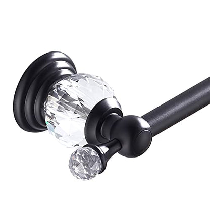 WINCASE Crystal Towel Bar, Black Adjustable Towel Rack, Single Hand Towel Holder Bathroom Shower Towel Rail Rod Modern Luxury Wall Mount Matte Black - color: Black Towel Bar