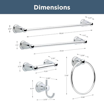 Franklin Brass 5-Piece Polished Chrome Bathroom Set (2) Towel Racks, Ring, Toilet Paper Holder, Hook | Kinla Bath Accessories - color: Polished Chrome, style: 5-Piece Bath Accessory Set