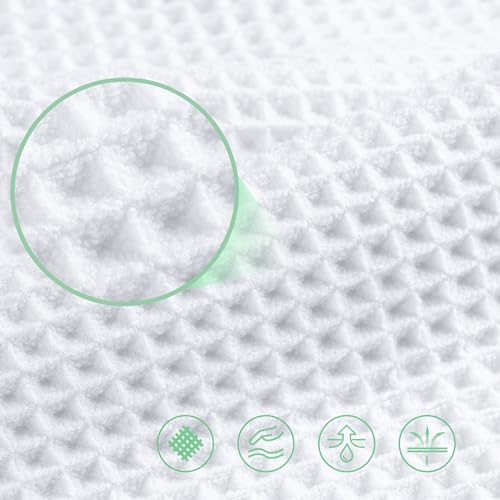 POLYTE 430 GSM Poly Blend Microfiber Quick Dry Waffle Bath Towel, 30x60 in | 4 Pack, Oversize, Lint Free, Body Towel - color: White