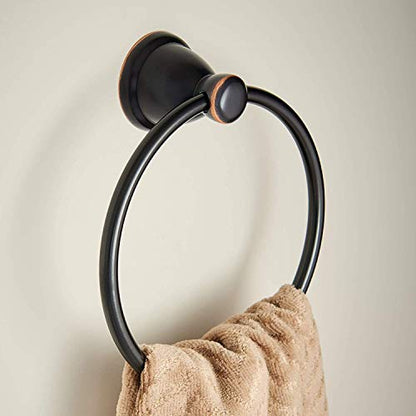 Franklin Brass 3-Piece Oil Rubbed Bronze Bathroom Set Towel Rack, Ring, Toilet Paper Holder| Kinla Bath Accessories - color: Oil Rubbed Bronze, style: 3-Piece Bath Accessory Set