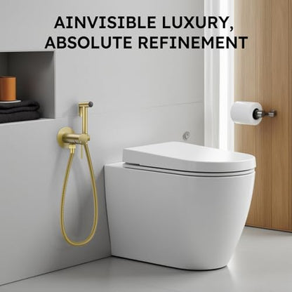 Arofa Built-in Hot and Cold Bidet Sprayer, Warm Water Bidet, Brushed Gold | Wall-Mounted Design, Dual Control Modes, Leak-Free Bidet Hose, Feminine/Baby/Pet Wash, Cloth Clean & Rinse, Stainless Steel - color: Gold, size: Built-in Hot & Cold Water Modes-Ro
