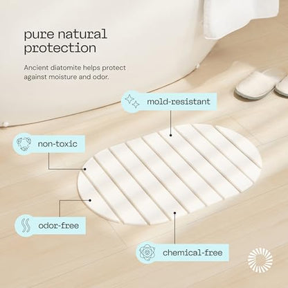 Deepstone Foldable Stone Bath Mat – Large Diatomaceous Earth Mat, Quick Dry with Non-Slip Base, Water Absorbing Bathroom and Shower Stone Mat, Easy to Clean (24” x 15”), White - color: White