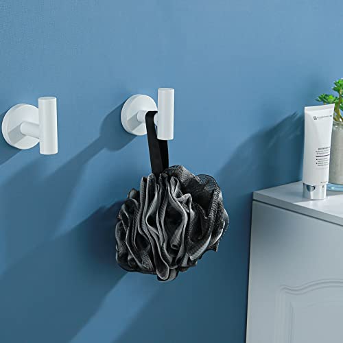 White Towel Hooks Coat Robe Hook for Bath and Kitchen,Bathroom Hardware Accessories, SUS 304 Stainless Steel Wall Hook 2 Count - color: White