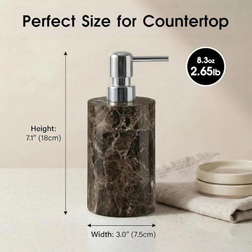 Marble Soap Dispenser, Hand Soap Dispenser for Bathroom Kitchen Countertop - Lotion and Liquid Soap Dispenser (1, Coffee) - color: Coffee